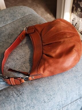 Coach Autumn Orange Leather Hobo Bag
